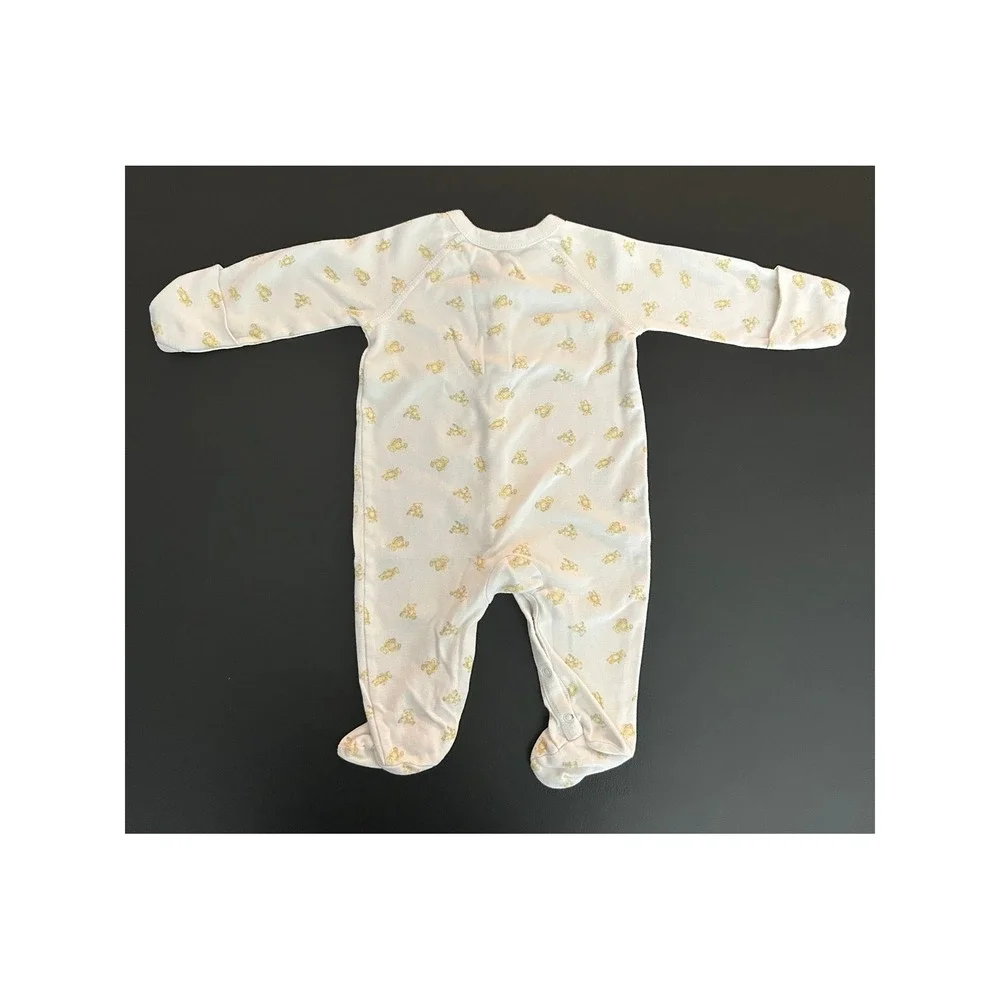 Sold* Ralph Lauren Baby 3M Polo Bear Footed Sleeper White Yellow Cotton (1282)